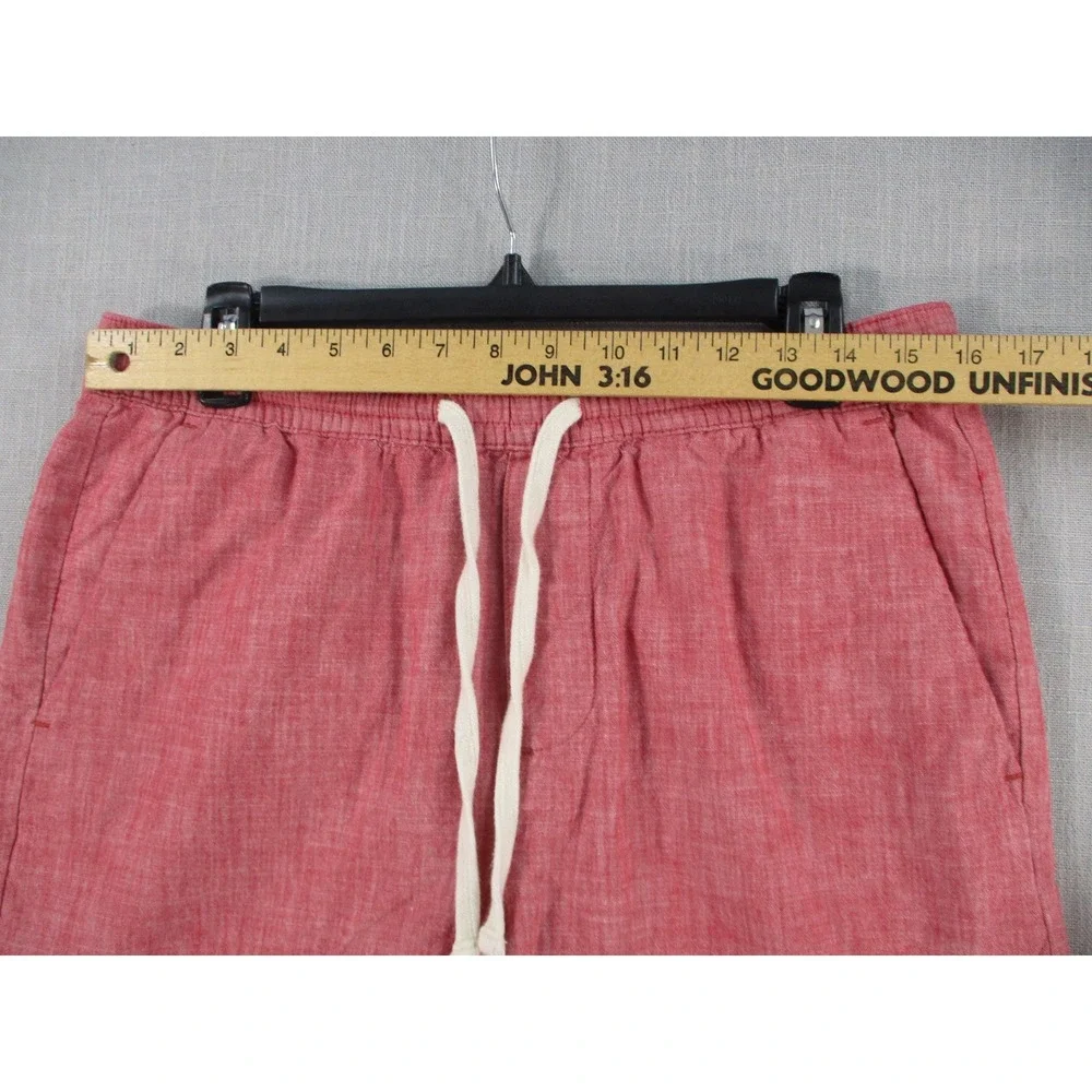 Banana Republic Mens Red Cotton Chambray Elastic Waist Drawstring Shorts Size M